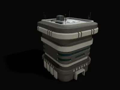 Lowpoly Modular Scifi Building 02 Low-poly 3D model