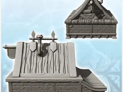 Medieval annex building with spiked roof 2 - Medieval Gothic Feu 3D print model