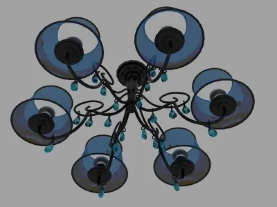 Lamps chandelier with shades 3D model