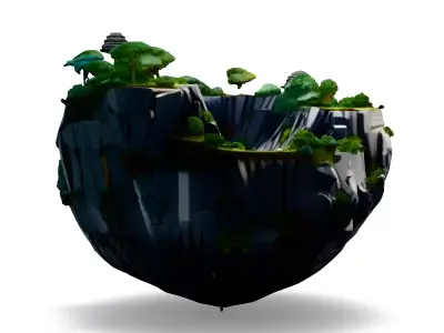 LowPoly Spherical Island with Lake Low-poly 3D model