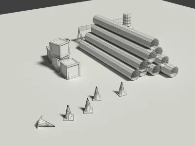 Industrial Misc Elements Pack Low-poly 3D model