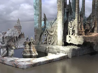 Exterior Temple platforms Cult Kit bash 3 3D model