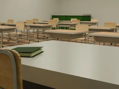 Japanese classroom Low-poly 3D model