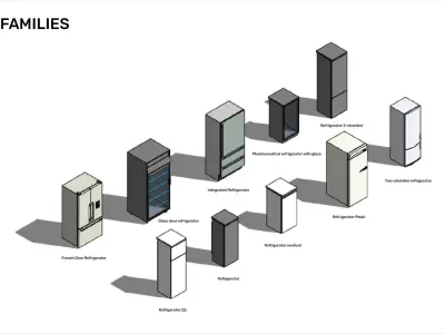 Refrigerator - Pack of revit families 3D model