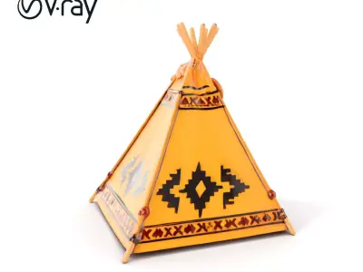 Native American Tent Model Pack Low-poly 3D model