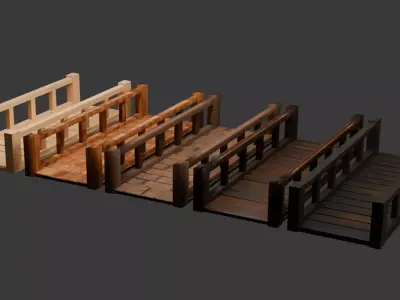 Wooden Bridge Pack 5 Game Ready Environment Assets Low-poly 3D model
