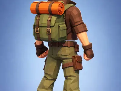 Low-Poly Adventure Hero  Low-poly 3D model