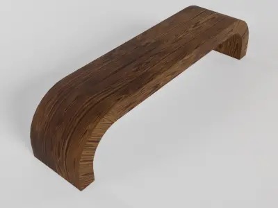 Long Bench Low-poly 3D model