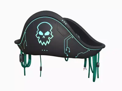 Cyberpunk Pirate Hat A02 - Character Design Low-poly 3D model