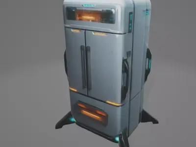 Sci-Fi Fridge 3D Model  Futuristic Refrigerator Design for Games 3D model