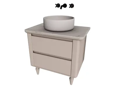Classic Transitional Bathroom Vanity with Vessel Sink 3D model