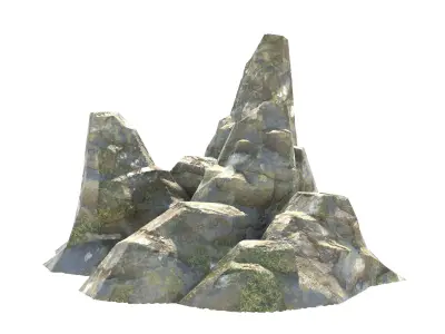grass rock cliff  Low-poly 3D model