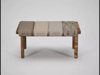 Medieval Market Table with Fabrics Low-poly 3D model