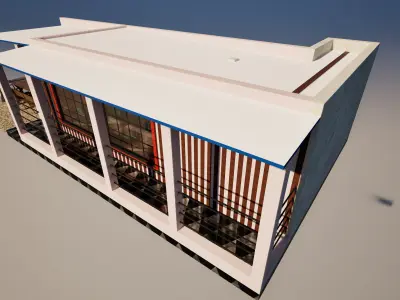 Cafe Restaurant Interior And Exterior Low-poly 3D model