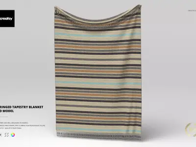 Fringed Tapestry Blanket 3D Model 3D model