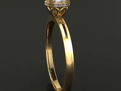 Solitaire Diamond Basket Rope Gallery Engagement Ring 3D print model