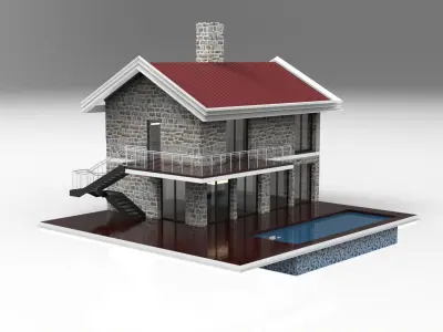 Stone Villa Design 3D Model 3D model