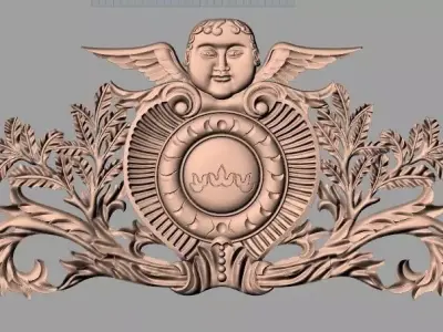 European style flower 3D relief STL Model for cnc engraving E091 3D model