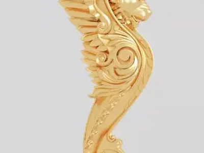 Classic 3D model of interior CNC sculpture gold inlaid 3D model