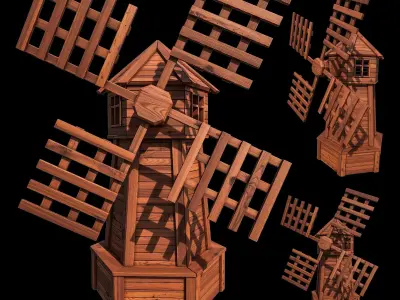 Garden decorative wooden mill 3D model