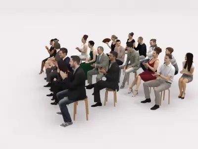  20x LOW POLY CASUAL ELEGANT SITTING WOMAN MAN PEOPLE CROWD 