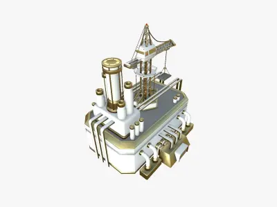 SciFi Factory A11 Gold - Sci Fi Exterior Design Low-poly 3D model