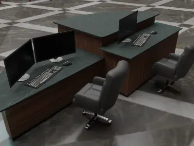 Public Library Interior Low-poly 3D model