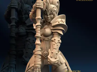 Armored Warrior Crimson Morning Star C Nude 32mm and 75mm 3D print model