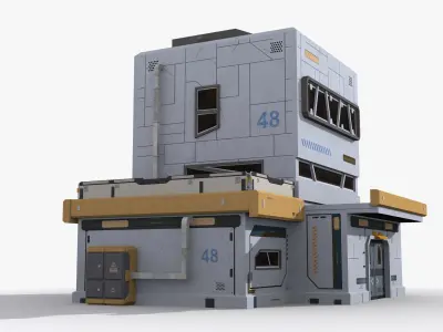 Factory Industrial Sci Fi x3 Low-poly 3D model