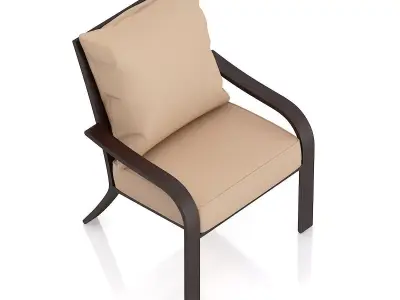 Dark Wooden Chair with Pillow 3D model