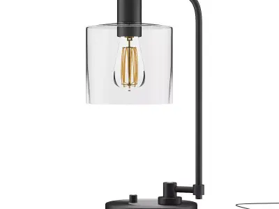 Black Desk Lamp with Glass Shade 3D model