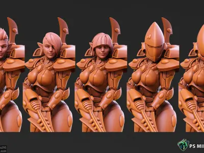 Space Elf Female Soldier Bundle - 40 variants and Pinups 3D print model