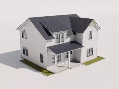 Farmhouse Style House Low-poly 3D model