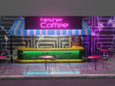 Coffee Shop - Low Poly Game Ready - PBR Low-poly 3D model