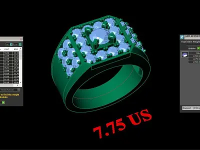 Light Gold Diamond Men Ring 2MR029 3D model