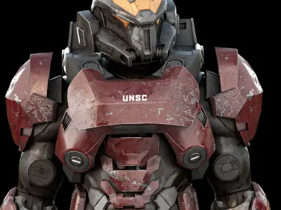 Scifi Red Armor 3D model