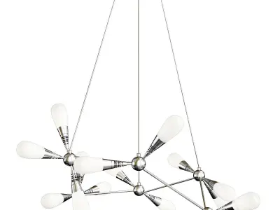 Chandelier low poly 3d model modern with balls hanging from it Low-poly 3D model
