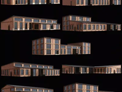 BRICK FACTORY SCHOOL PRISON BUILDING CITY TOWN COLLECTION Low-poly 3D model