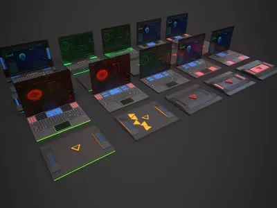 Scifi Laptop Collection Low-poly 3D model