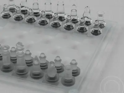 Chess Western International - glass - modern Low-poly 3D model