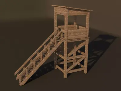 Wooden Tower Low-poly 3D model
