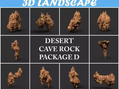 Low poly Mossy Cave Modular Roof Wall Pack Low-poly 3D model