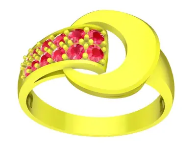 Modern Twist Pave Gemstone Ring for Women 4406 3D print model