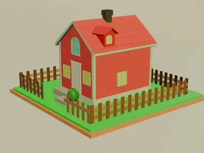 Low Poly Cartoon House Low-poly 3D model purchase