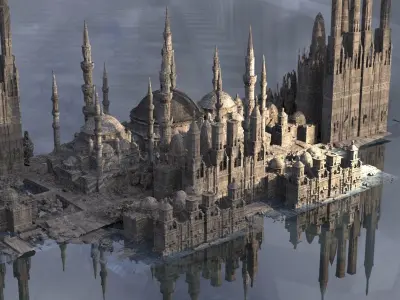 Muslim Crusades Stronghold City architecture Kit bash  3D model