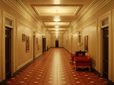 Hotel Corridor 3d Scene Low-poly 3D model