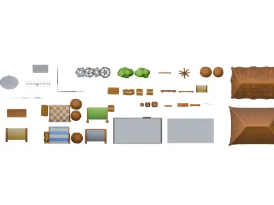 Village Asset Pack  Game Ready  Low Poly Low-poly 3D model