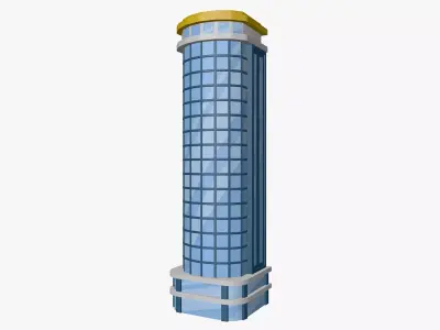 Cartoon skyscraper building 3 Low-poly 3D model