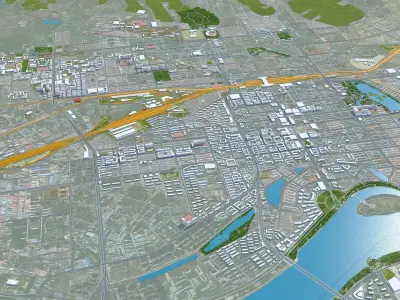 Mudanjiang Heilongjiang China 25km Low-poly 3D model