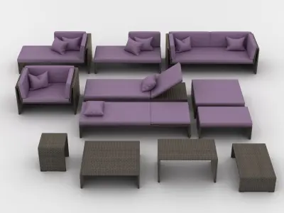 Viteo Slim Line Garden Furniture Set 3D model